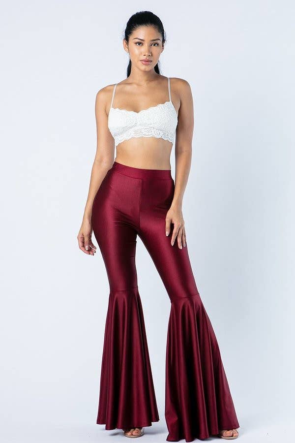 Lime All the Time - Wholesale Pants - Women's - Solid Metallic Bell Bottom Pants10