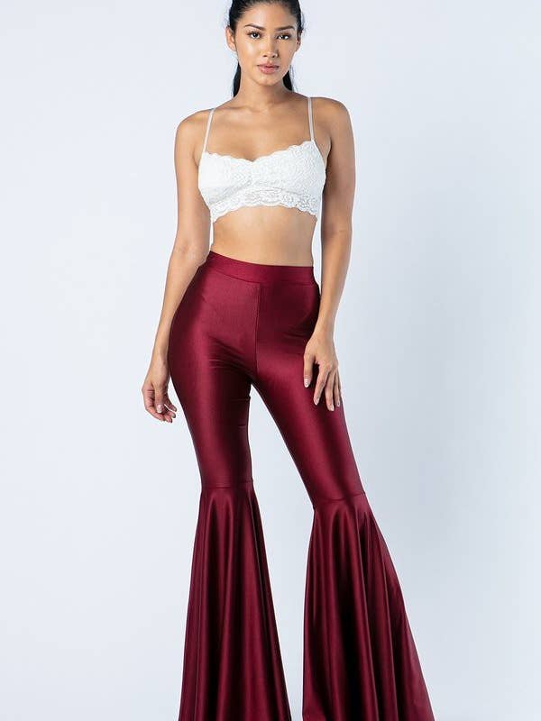 Lime All the Time - Wholesale Pants - Women's - Solid Metallic Bell Bottom Pants10