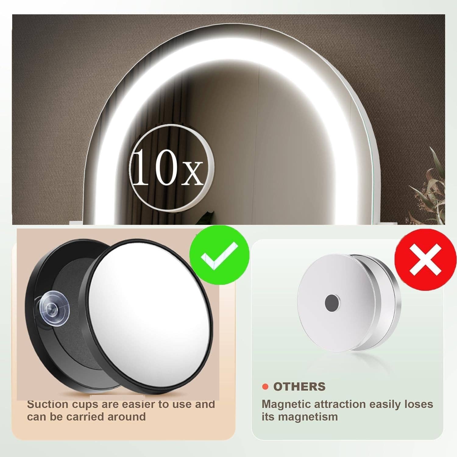 Gold Lighted Makeup Mirror With LED Three Color Lighting Modes for wholesale on Faire3