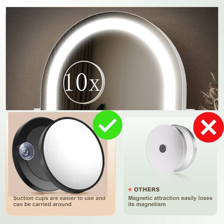 Gold Lighted Makeup Mirror With LED Three Color Lighting Modes for wholesale on Faire3