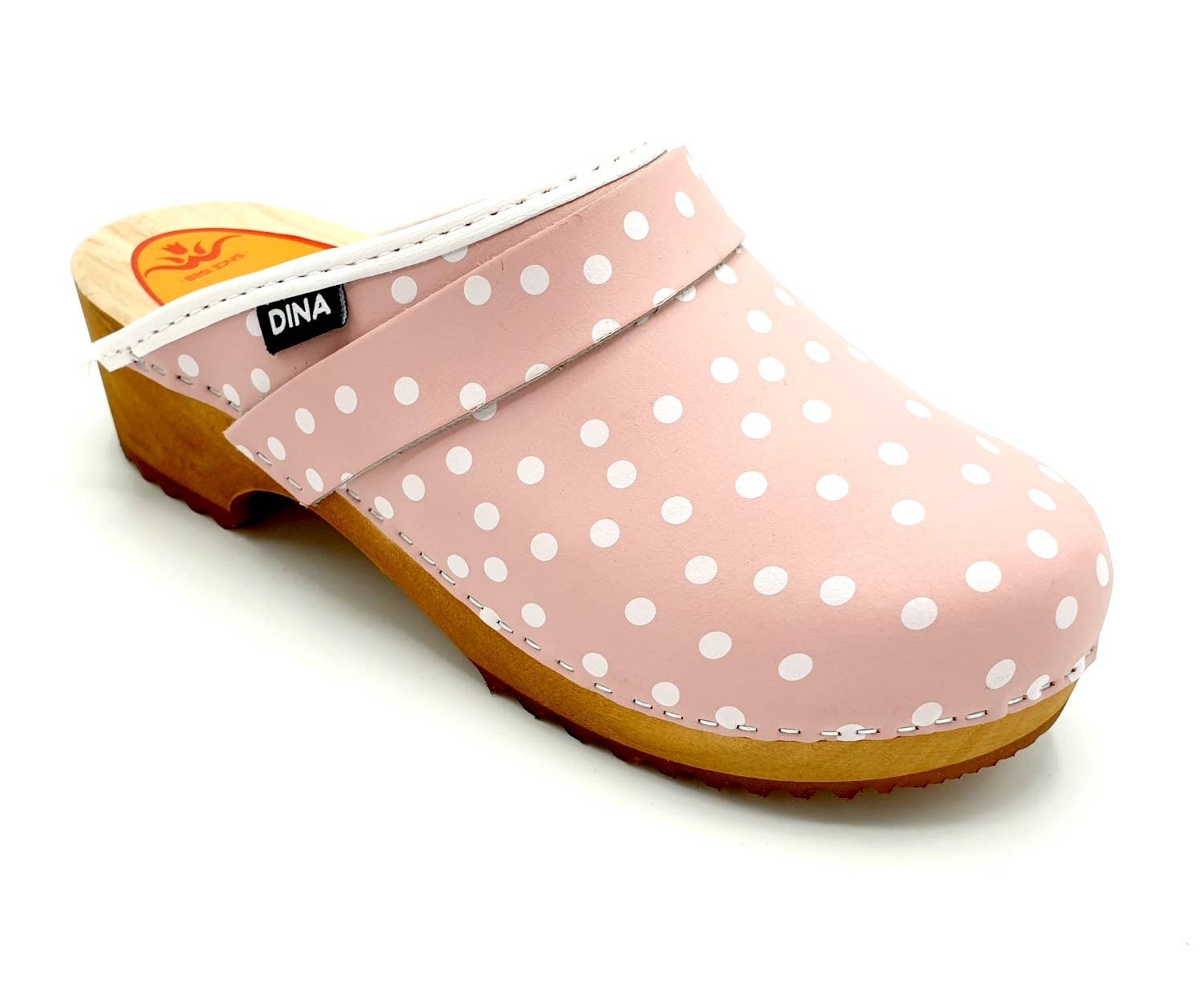 TRAAGOODS.COM - Wholesale Clogs - Women's - Dina Pink Dots Leather Clogs1