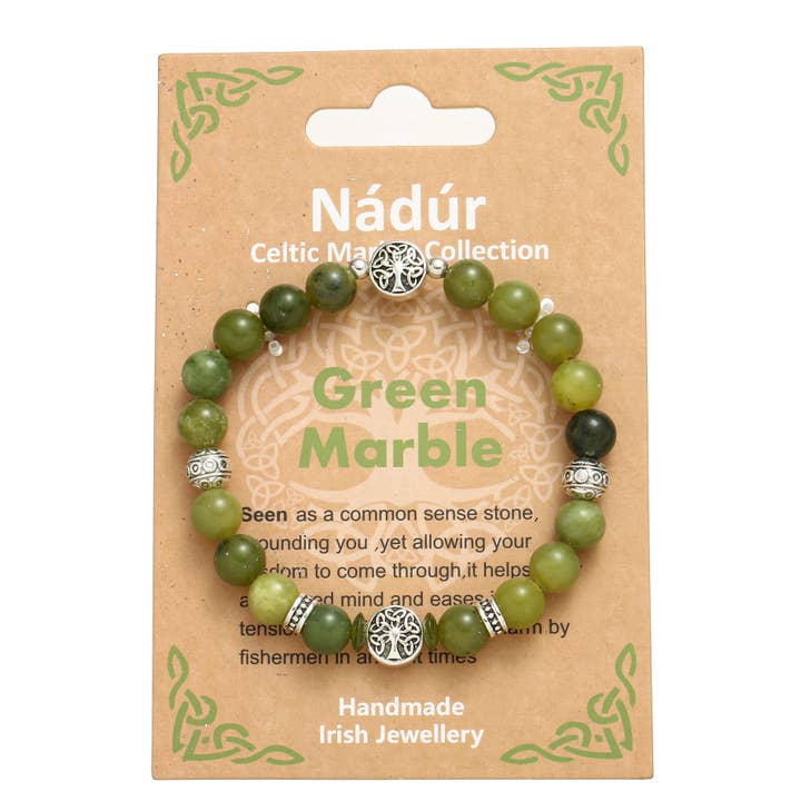 Bracciale elastico con perline in metallo Trinity Marble IRB-053B per la vendita all'ingrosso da parte di Celtic Ore Crafts