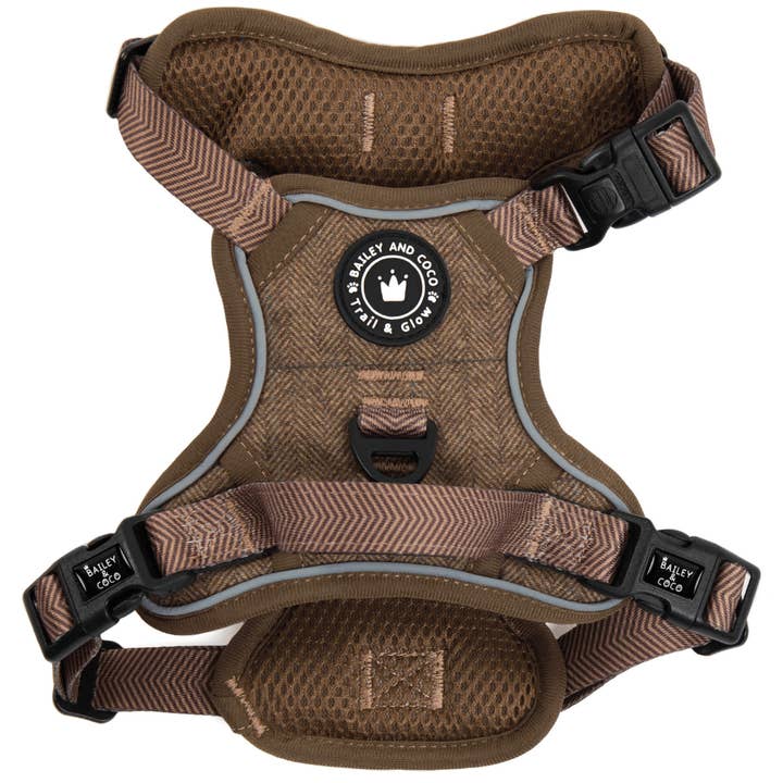 Trail & Glow Tweed Dog Harness - Oxford Tweed for wholesale by Bailey and Coco