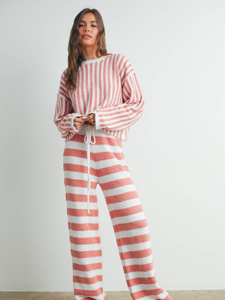 BUTTERMELON - Wholesale Pants - Women's - Striped Drawstring Pants - BMP7487