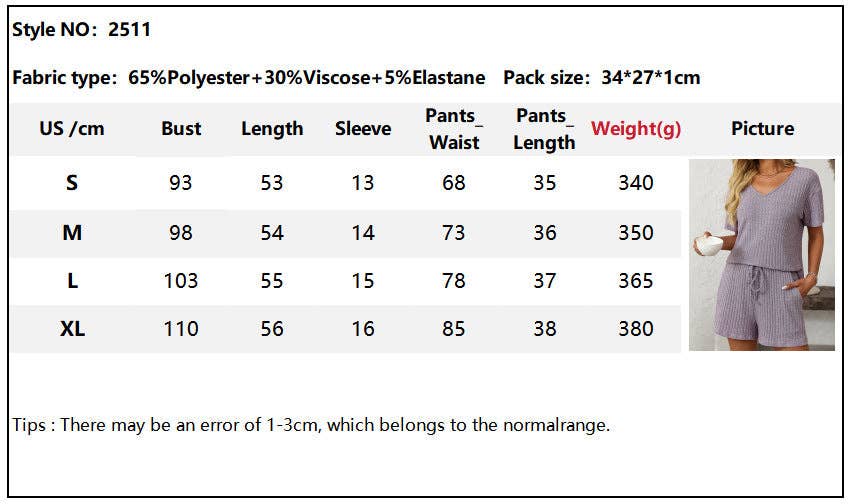 Lovesoft - Wholesale Lounge Set - Women's - Solid Color Ribbed Short-Sleeve Pajama Loungewear Set3