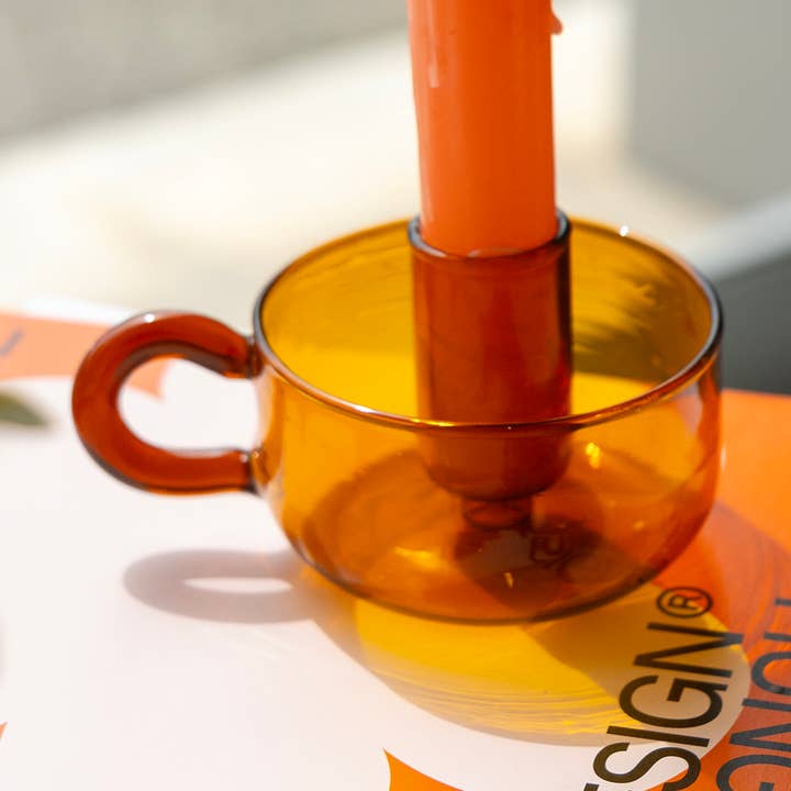 Helio Ferretti – wholesale Ljushållare – BÄRNSTENSFÄRGAD KRISTALL KLASSISK LJUSHÅLLARE HF0