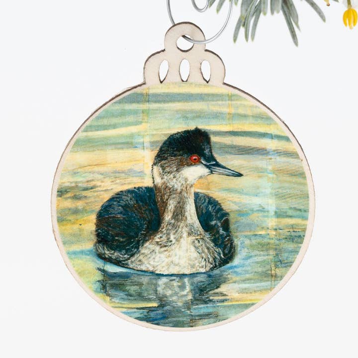 Eared Grebe Ornament | Christmas Ornament | Bird Ornament | Wooden Ornament | Bird Art Print | Bird Painting | Christmas Gift for Her |Duck for wholesale by Orphan Girl Fine Art