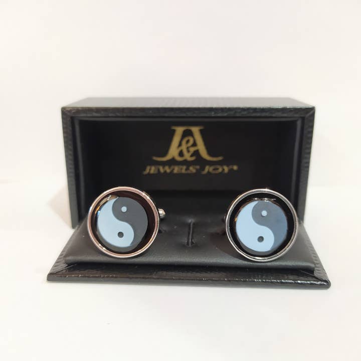Jewels' Joy - Wholesale Stud/Post Earrings - Yin Yang Agate Cameo Cufflinks