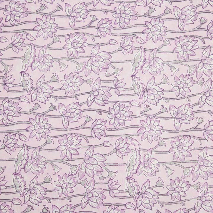 Paper Mirchi - Wholesale Flat Wrap - Block Printed Wrapping Paper Sheets - Lotus Lavender