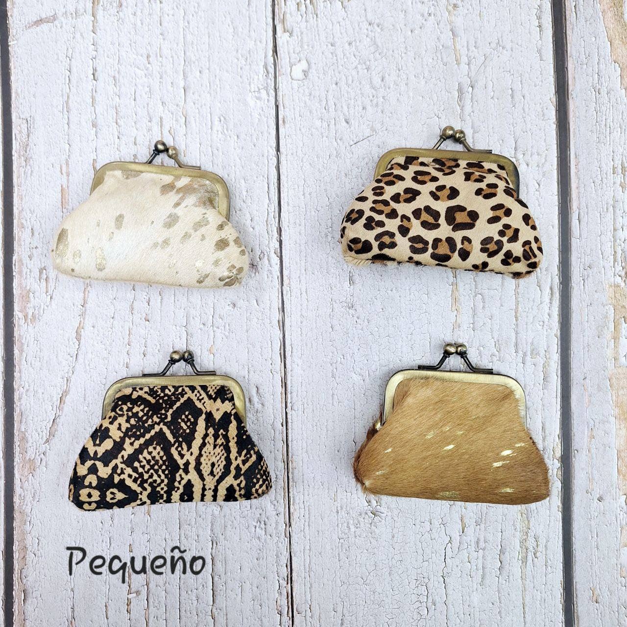 Hecho a mano – Porta-moedas - Mulher por atacado – Porta-moedas com estampa de animal e fecho metálico P4