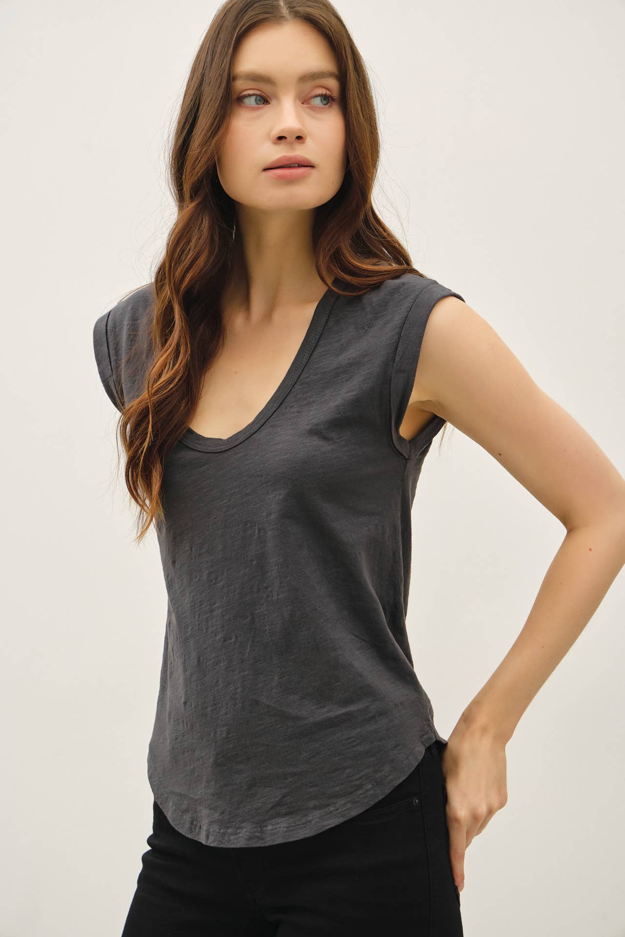 Be Cool - Wholesale T-Shirt - Women's - NEW COLOR-BASIC CAP SLEEVE GARMENT DYED TOP0