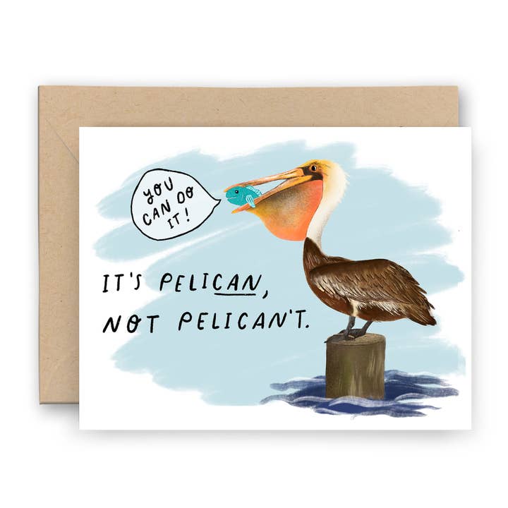 Pelican, Not Pelican’t Card for wholesale by Finch and Flourish Paper Goods