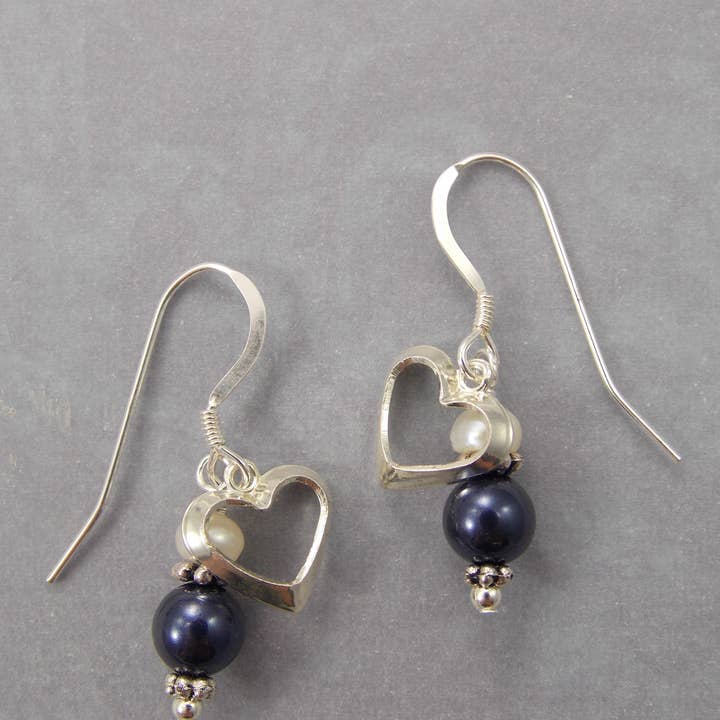 Navy Hearts Earrings for wholesale by Oreb Lram Fine Casual Jewelry