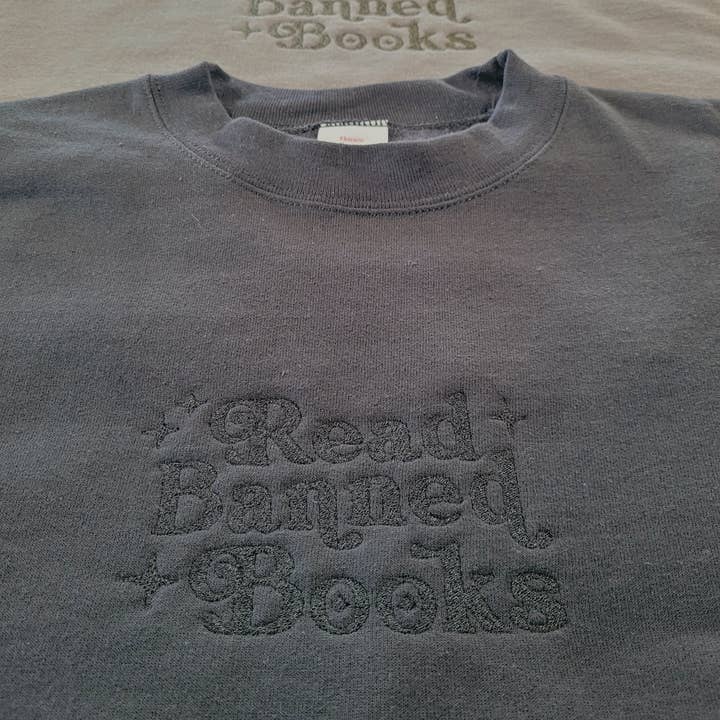 Penelope Annen Design - Wholesale Sweatshirt - Women's - Embroidered Read Banned Books | Cheeky Book Lover Sweatshirt4
