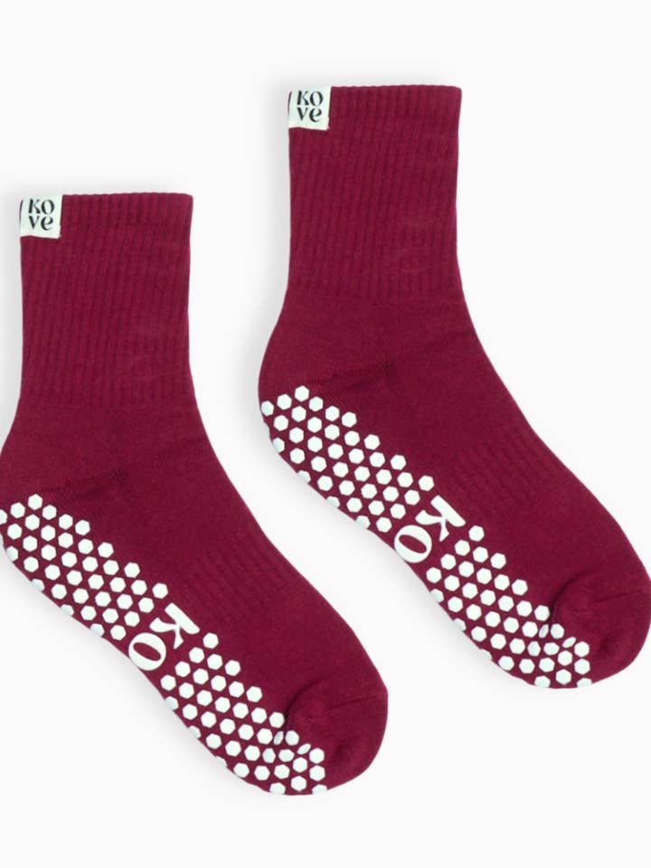 Burgundy - Les Basics Grip Socks for wholesale by Kove