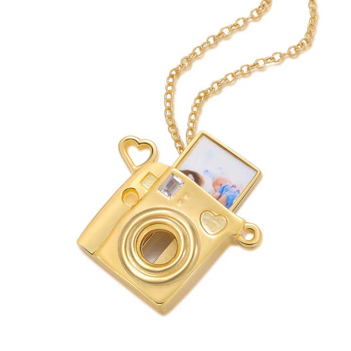 HoopLa - Wholesale Pendant/Charm Necklace - Polaroid Camera 14K Gold Steel Necklace1