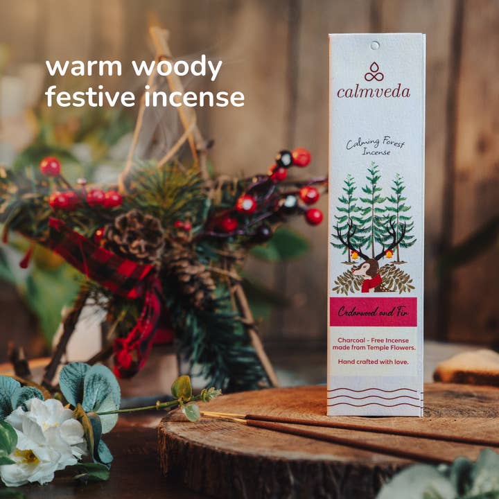 Calmveda Incense & Aromatherapy – Incenso por atacado – Conjunto de exposição de incenso sem carvão vegetal Cedarwood Fir 10 x12 Stick