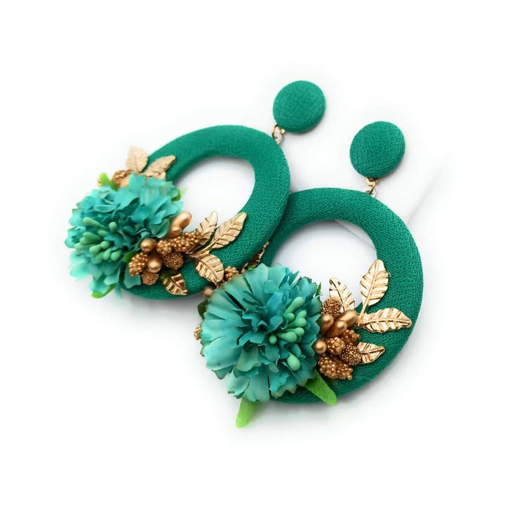 BRANDELIA - Wholesale Dangle Earrings - Large flamenco earrings · Turquoise hoop4