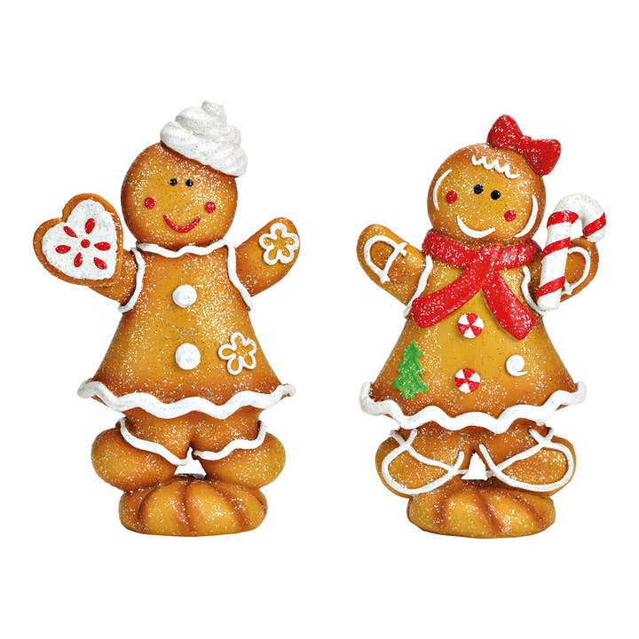 Gingerbread figure made of brown poly, 2-piece, (W/H/D) 12x20x6cm for wholesale by Wurm