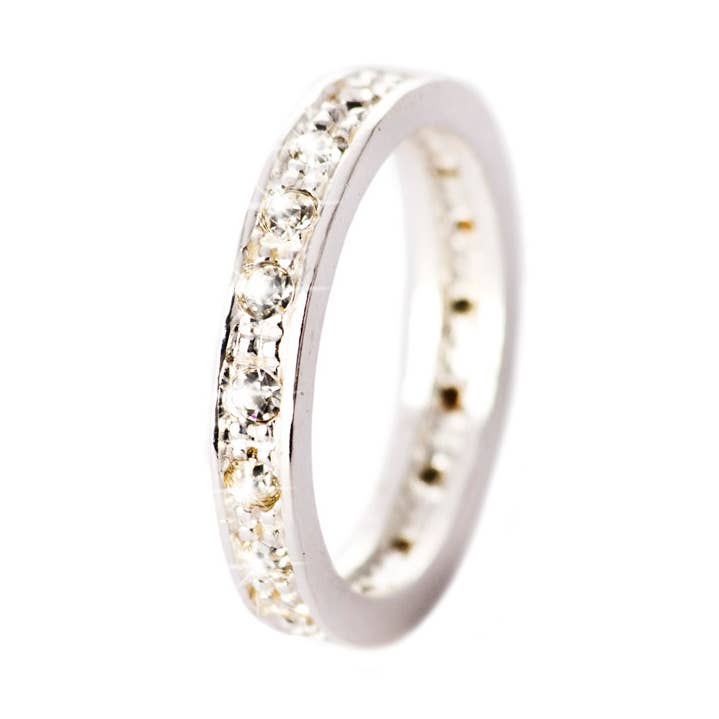 RING WITH STONES SILVER PLATED for wholesale by Destellos Mediterranean Jewels