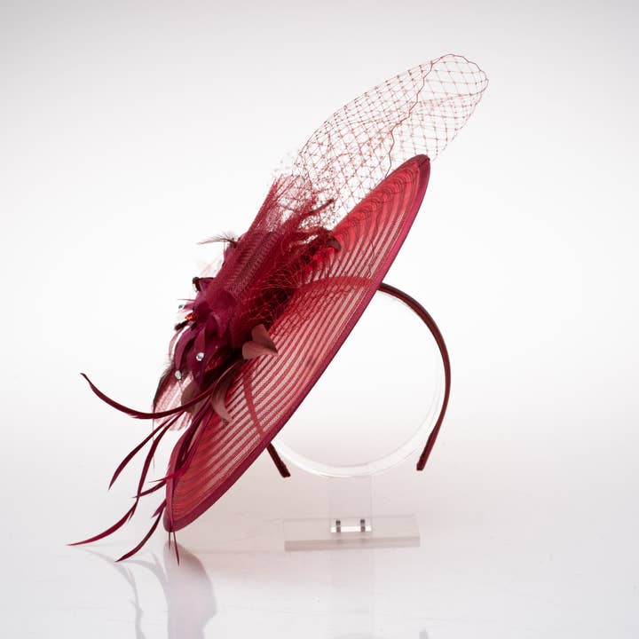 KaKyCo - Wholesale Fascinator Hat - Women's - AJ675H | Crinoline Fascinator With Veil/Crinoline/Feather