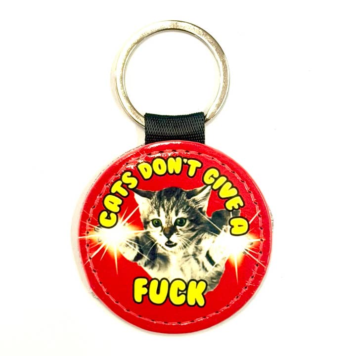 Funny Rude Cats Don't Give A f*** Keyring for wholesale by Bite Your Granny