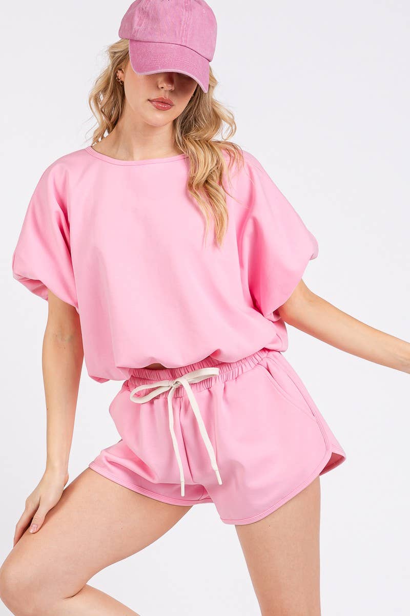 BLACK BUBBLE HEM SCUBA TOP AND BOTTOM SET for wholesale on Faire6