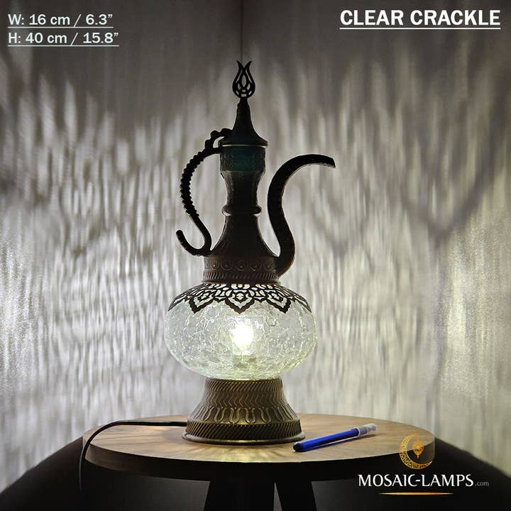 Mosaic Lamps - Wholesale Accent/desk lamp - 3 Model Cracked Glass Table Lamp, Pitcher Design Table Light
