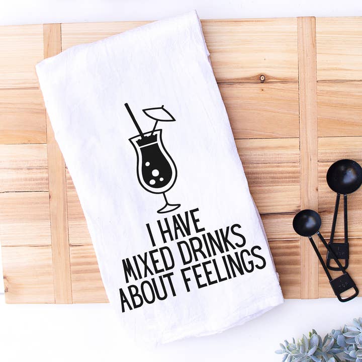 Ik heb mixdrankjes over gevoelens, grappige bar en keukenhand- en theedoek voor wholesale door Designing Moments