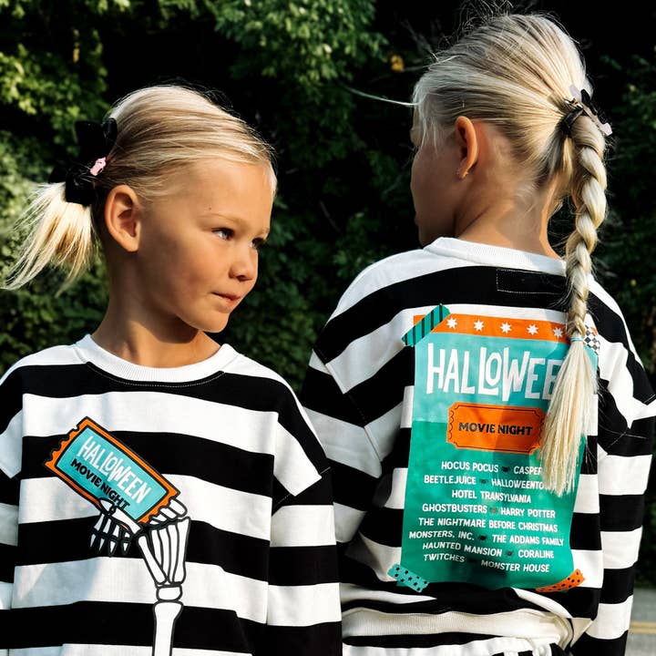 Minimalist Folk Co. – Großhandel Sweatshirt – Kinder – FILMABEND | STREIFEN | übergroßes Drop-Shoulder-Design | KINDER4