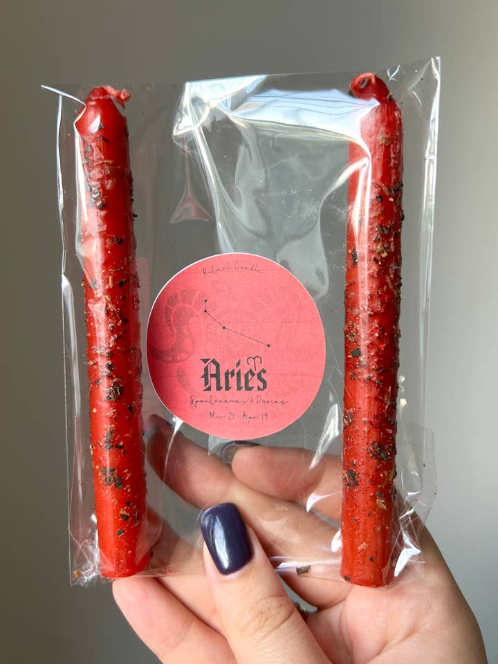 Aries Zodiac Ritual Candle for wholesale by Sapphire & Sage