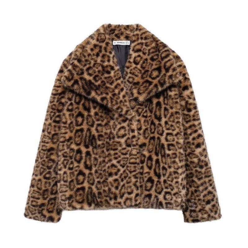Leopard Print Faux Fur Jacket for wholesale on Faire0