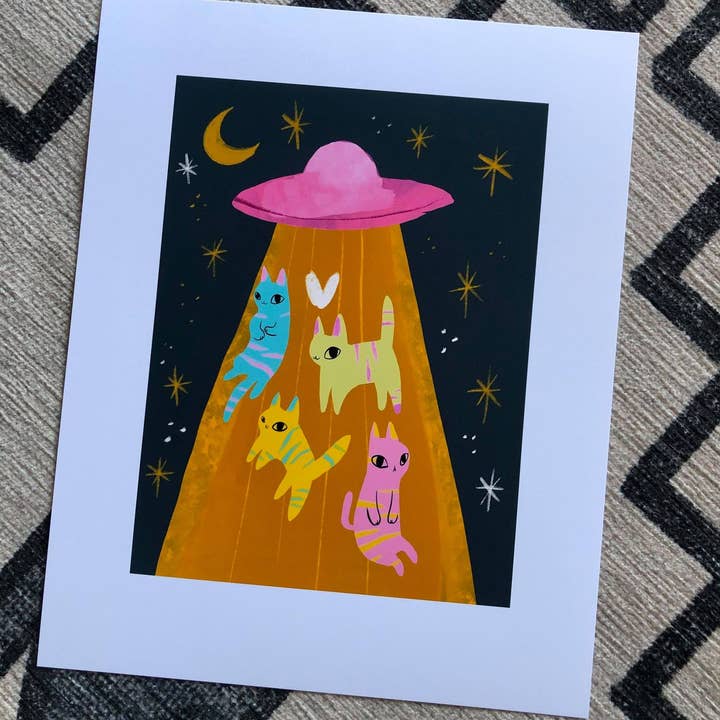 Bunny Dee - Wholesale Art Print - space invader cats 8x10 print1
