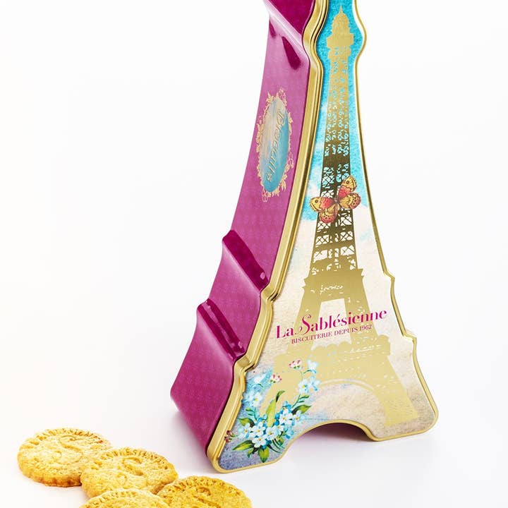 "Tour Eiffel" Pure Butter Shortbread Cookies Eiffel Tin for wholesale by LA SABLESIENNE