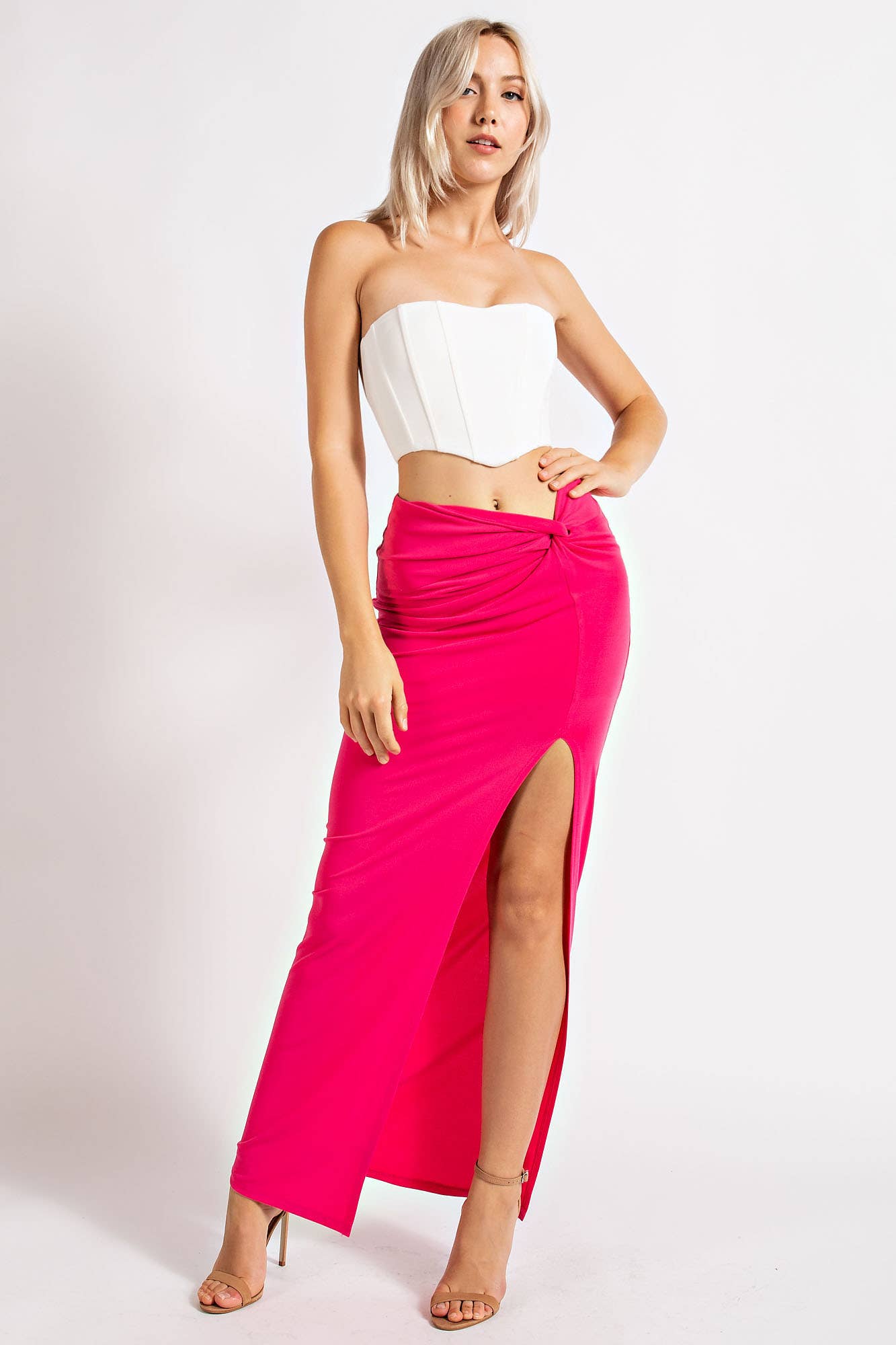 Edit by Nine - Vendita all'ingrosso Corsetto - Donna - Top corto a corsetto in maglia solida Ct20284