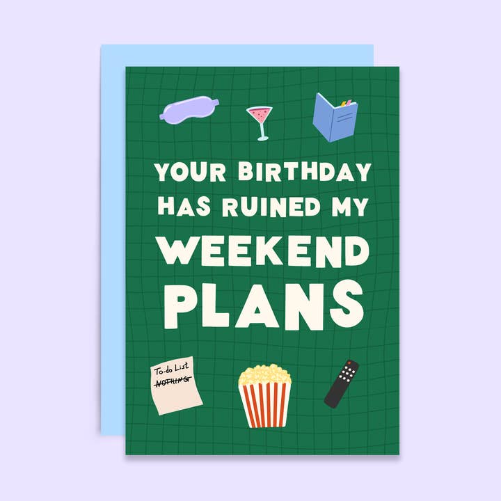 Weekend Plans Birthday Card | Funny Adult Birthday Cards for wholesale by Tikkled Pink
