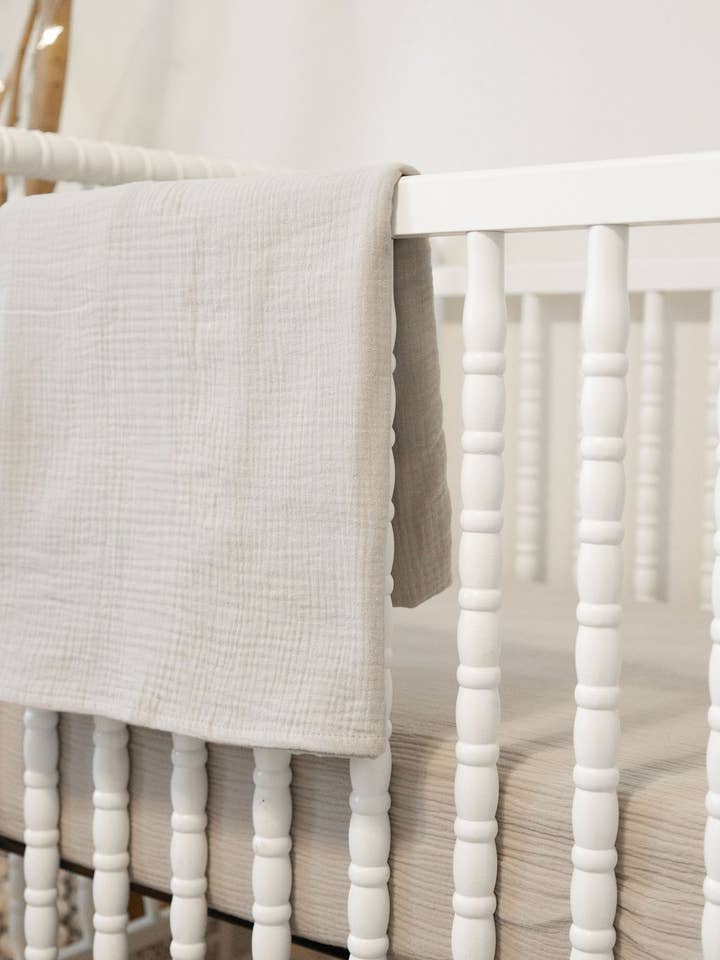 100% Organic Cotton Gauze Muslin Crib Sheet for wholesale by Cradle Comforts Co.