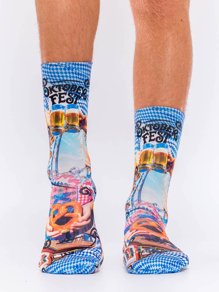 Blue Pretzel Fest Man Sock for wholesale on Faire0