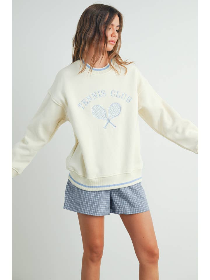 BUTTERMELON - Wholesale Graphic sweatshirt – Women’s - Tennis Club Multicolored Sweatshirt - BMT746926