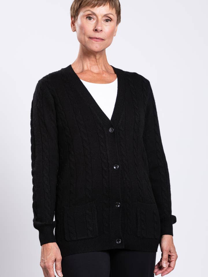 Ventura Kofta, Svart, Ull Kashmir för wholesale av Blue Sky Clothing Co LLC