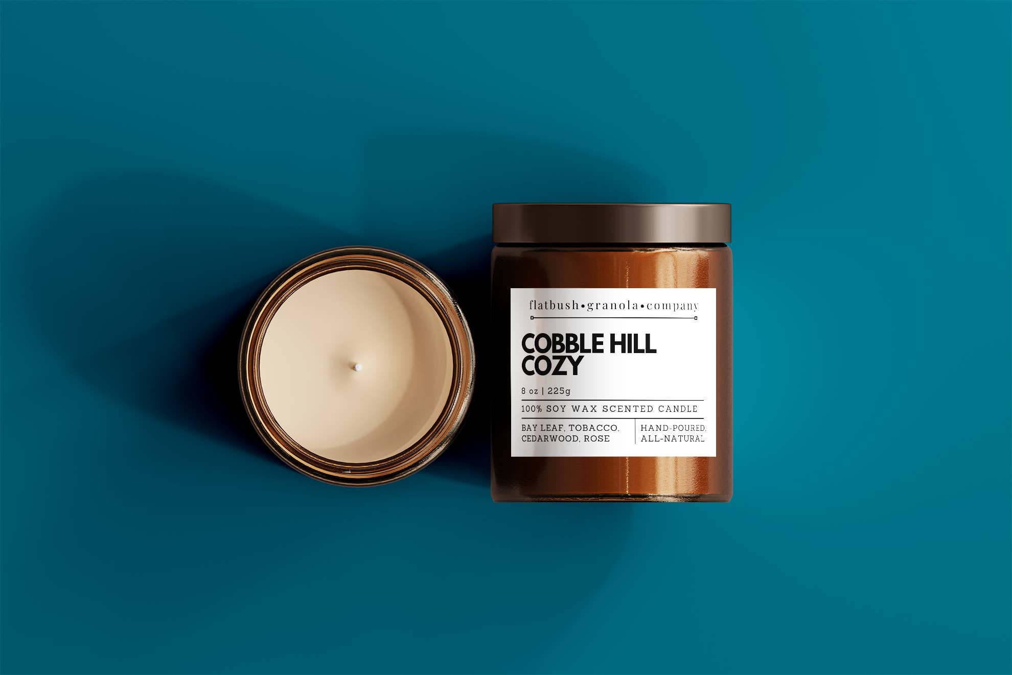 Flatbush Granola Company – wholesale Jar/filled candle – Cobble Hill Cozy 100% Soy Wax Candle