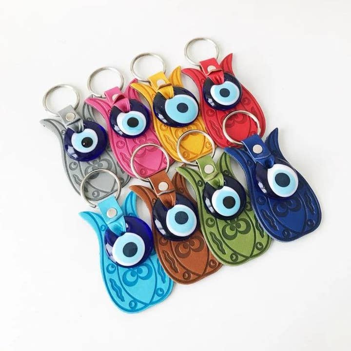 Evil Eye Tulip Keychain for wholesale by Evileyefavor