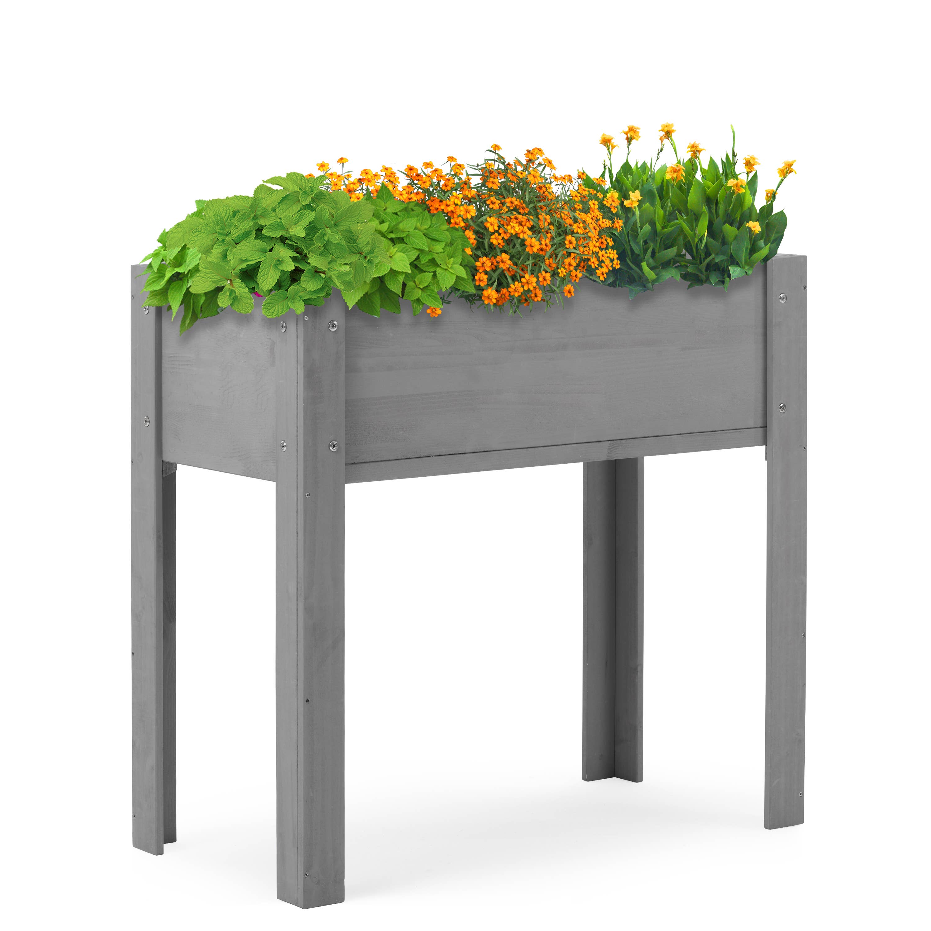 39F Inc. - Wholesale Planter Box - 31" Raised Garden Bed with Legs, Brown/Grey6