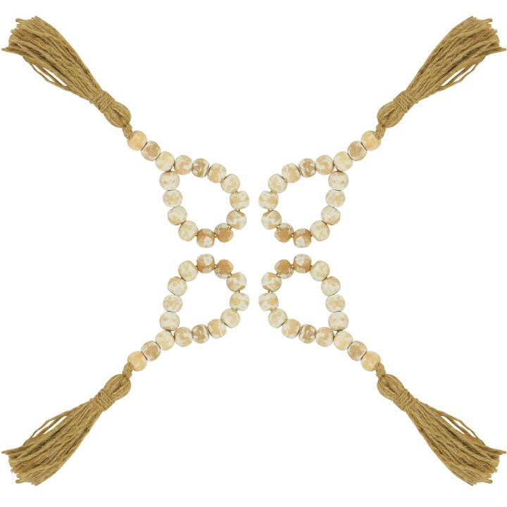 Saro Lifestyle - Wholesale Napkin ring - Wood Bead Tassel Napkin Ring10