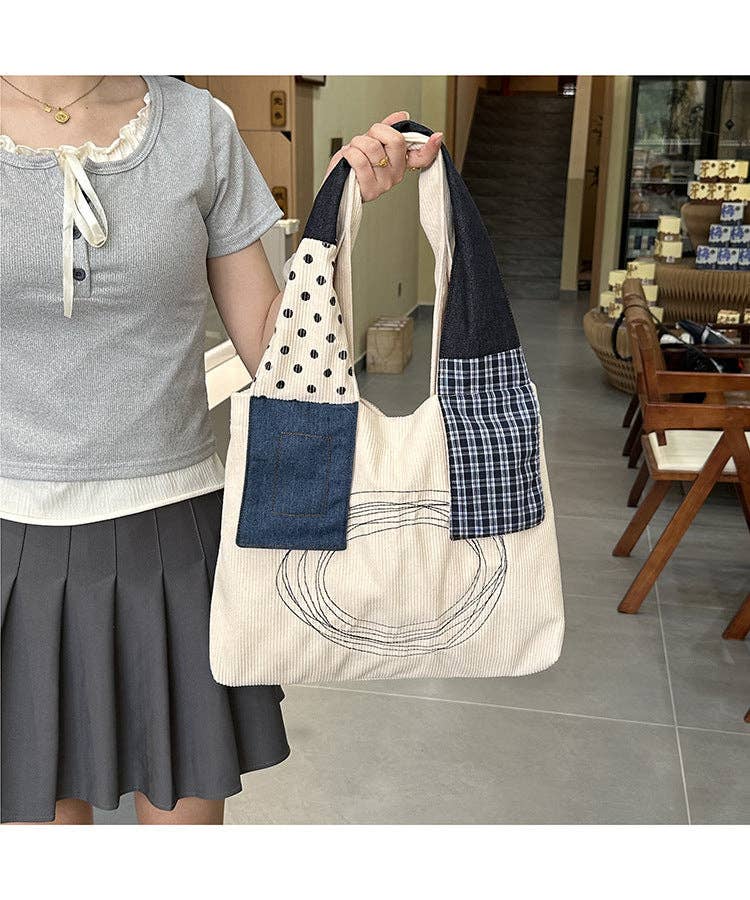 alberalkirk – Engroshandel Tote bag - Dame – Tote-taske i fløjl med paneler Magnetlukning S5P3811