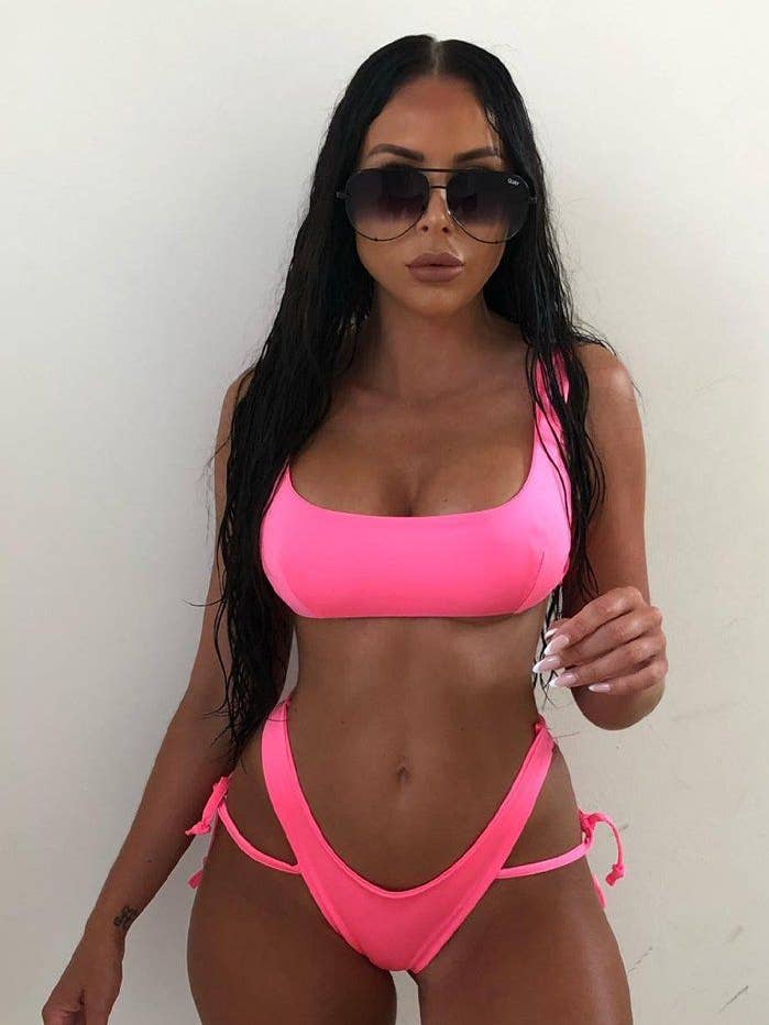 Neon Pink Back Tie Bikini Top - Leena for wholesale by Femme Luxe