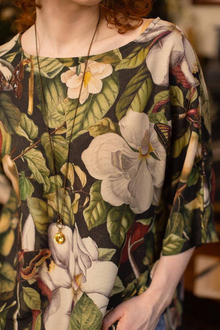 Market of Stars (Worldwide) - Vente Tunique – femme - Tunique Tee Luxe Fleur De Lune avec Imprimé Floral & Abeilles5