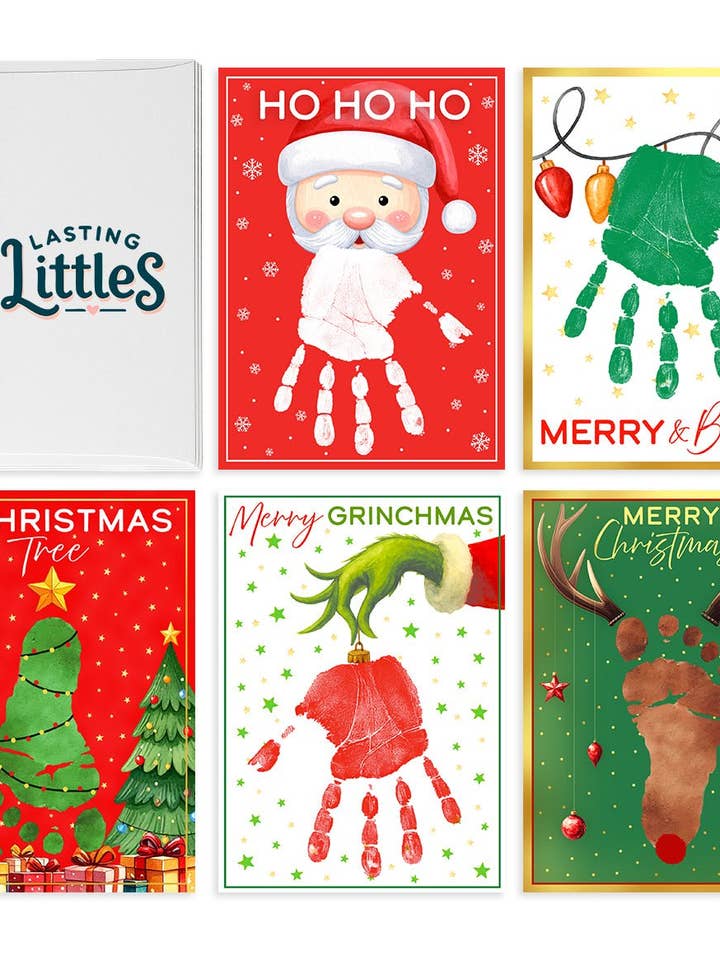 Lasting Littles Holiday Handprint & Footprint Cards for wholesale by Lasting Littles