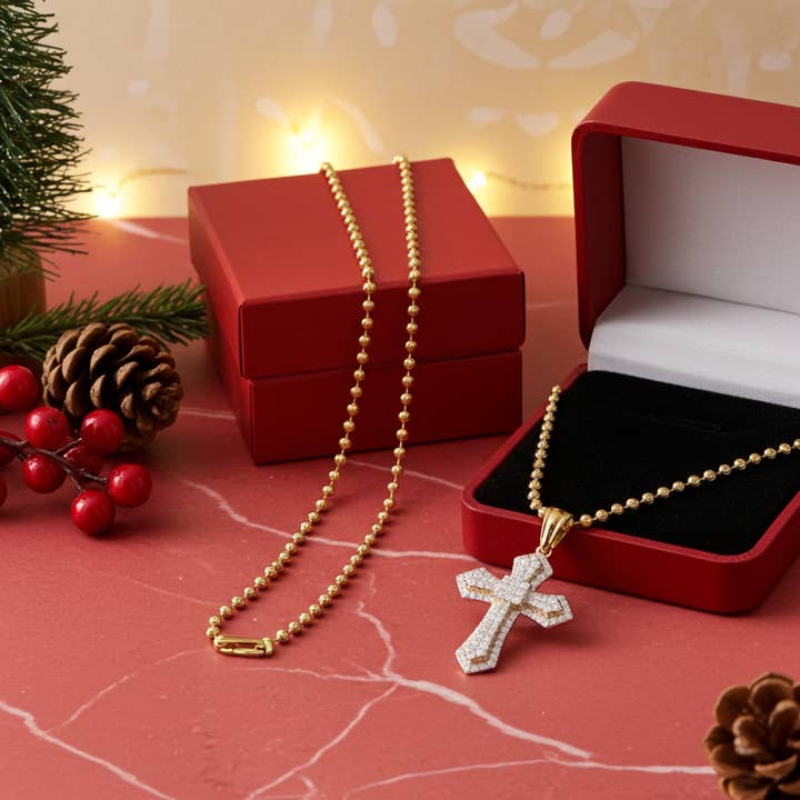 Nouveau Pendentif Croix en Argent Sterling Jaune Pantone 925 de King Of Bling avec Moissanite 1,00ct VVS D Clr. pour la vente par KING OF BLINGS