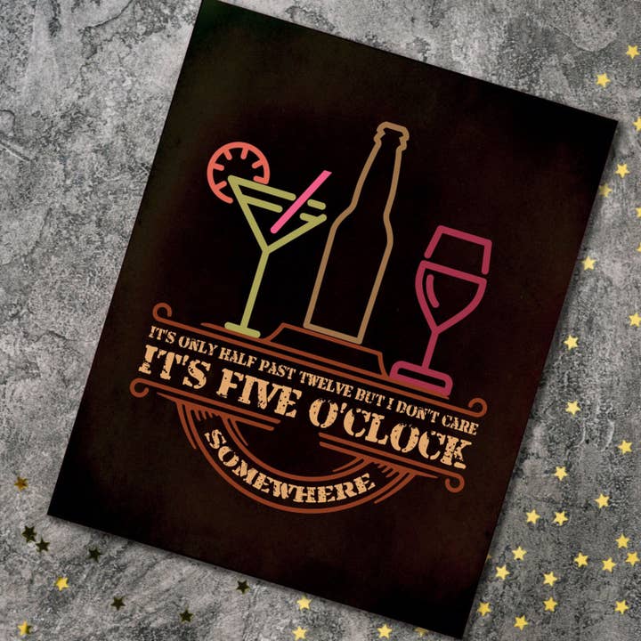 Song Lyrics Art - Wholesale Art Print - It's 5 O'Clock Somewhere - Jimmy Buffett Lyric Inspired Wall Art